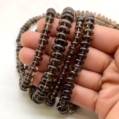 Smoky Quartz 5-11.5mm Smooth Rondelle Shape AA+ Grade Gemstone Beads Lot - Total 4 Strands of 16 Inch.