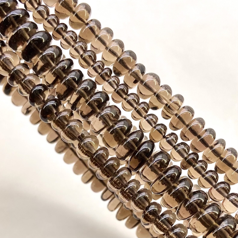 Smoky Quartz 5-11.5mm Smooth Rondelle Shape AA+ Grade Gemstone Beads Lot - Total 4 Strands of 16 Inch.