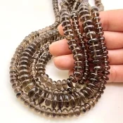 Smoky Quartz 5-11.5mm Smooth Rondelle Shape AA+ Grade Gemstone Beads Lot - Total 4 Strands of 16 Inch.