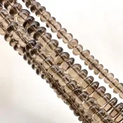Smoky Quartz 6.5-10mm Smooth Rondelle Shape AA+ Grade Gemstone Beads Lot - Total 3 Strands of 15 Inch.