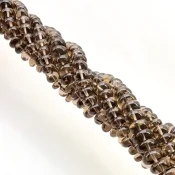 Smoky Quartz 6.5-10mm Smooth Rondelle Shape AA+ Grade Gemstone Beads Lot - Total 3 Strands of 15 Inch.