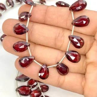 Garnet 10-14mm Briolette Pear Shape AA Grade Gemstone Beads Lot - Total 5 Strands of 9 Inch.