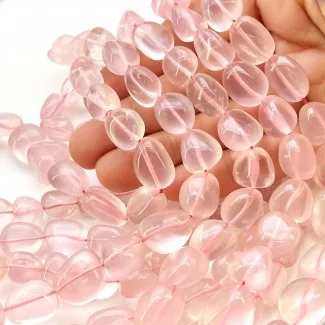 Rose Quartz 10-15mm Smooth Nugget Shape AAA Grade Gemstone Beads Strand - Total 1 Strand of 16 Inch.