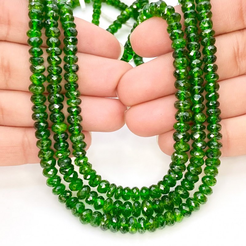 Chrome Diopside 4-6.5mm Faceted Rondelle Shape AAA Grade 16 Inch Long Gemstone Beads Strand