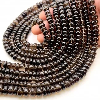 Smoky Quartz 6-11mm Smooth Rondelle Shape AA+ Grade Gemstone Beads Lot - Total 9 Strands of 13 Inch.