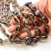 Smoky Quartz 10-20mm Smooth Nugget Shape AA+ Grade Gemstone Beads Strand - Total 1 Strand of 17 Inch.