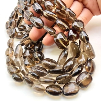 Smoky Quartz 10-20mm Smooth Nugget Shape AA+ Grade Gemstone Beads Strand - Total 1 Strand of 17 Inch.