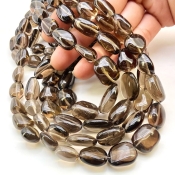Smoky Quartz 10-20mm Smooth Nugget Shape AA+ Grade Gemstone Beads Strand - Total 1 Strand of 17 Inch.