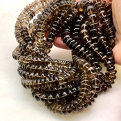 Smoky Quartz 6-12mm Smooth Rondelle Shape AA Grade Gemstone Beads Lot - Total 5 Strands of 23 Inch.