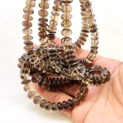 Smoky Quartz 6-12mm Smooth Rondelle Shape AA Grade Gemstone Beads Lot - Total 5 Strands of 23 Inch.