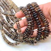 Smoky Quartz 6-12mm Smooth Rondelle Shape AA Grade Gemstone Beads Lot - Total 5 Strands of 23 Inch.