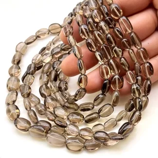 Smoky Quartz 7-11mm Smooth Oval Shape AA Grade Gemstone Beads Lot - Total 6 Strands of 23 Inch.
