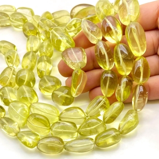 Lemon Quartz 13-28mm Smooth Nugget Shape AA Grade Gemstone Beads Strand - Total 1 Strand of 25 Inch.