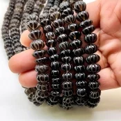 Smoky Quartz 9-10mm Carved Melon Shape AA Grade Gemstone Beads Strand - Total 1 Strand of 15 Inch.