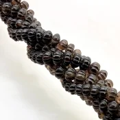 Smoky Quartz 9-10mm Carved Melon Shape AA Grade Gemstone Beads Strand - Total 1 Strand of 15 Inch.