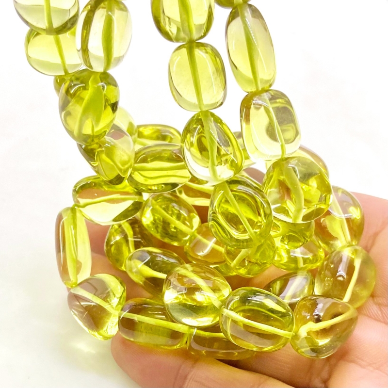 Lemon Quartz 13-19mm Smooth Nugget Shape AAA Grade Gemstone Beads Strand - Total 1 Strand of 17 Inch.