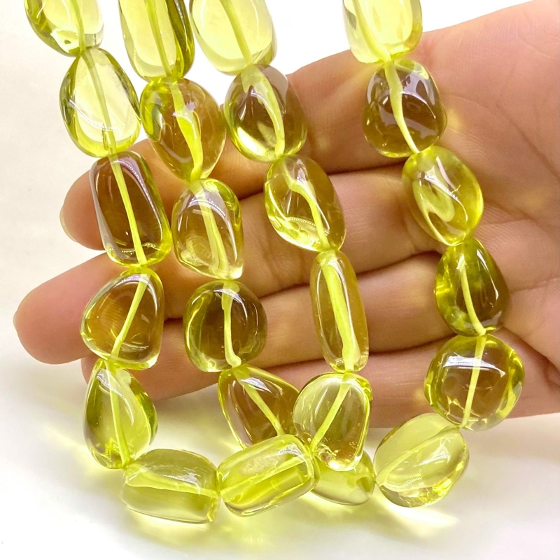 Lemon Quartz 13-19mm Smooth Nugget Shape AAA Grade Gemstone Beads Strand - Total 1 Strand of 17 Inch.