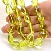Lemon Quartz 13-19mm Smooth Nugget Shape AAA Grade Gemstone Beads Strand - Total 1 Strand of 17 Inch.