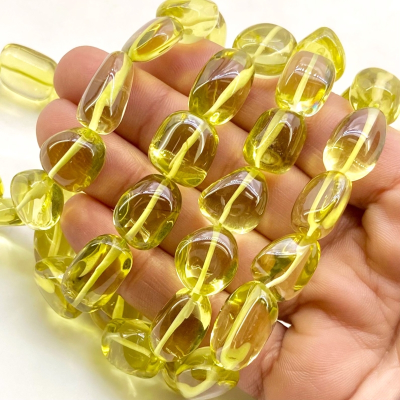 Lemon Quartz 13-19mm Smooth Nugget Shape AAA Grade Gemstone Beads Strand - Total 1 Strand of 17 Inch.