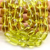 Lemon Quartz 13-19mm Smooth Nugget Shape AAA Grade Gemstone Beads Strand - Total 1 Strand of 17 Inch.