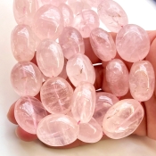 Rose Quartz 18-26mm Smooth Oval Shape A+ Grade Gemstone Beads Strand - Total 1 Strand of 16 Inch.