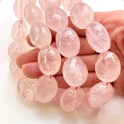 Rose Quartz 18-26mm Smooth Oval Shape A+ Grade Gemstone Beads Strand - Total 1 Strand of 16 Inch.