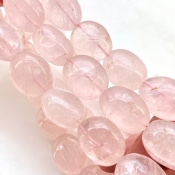 Rose Quartz 18-26mm Smooth Oval Shape A+ Grade Gemstone Beads Strand - Total 1 Strand of 16 Inch.