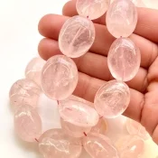 Rose Quartz 18-26mm Smooth Oval Shape A+ Grade Gemstone Beads Strand - Total 1 Strand of 16 Inch.