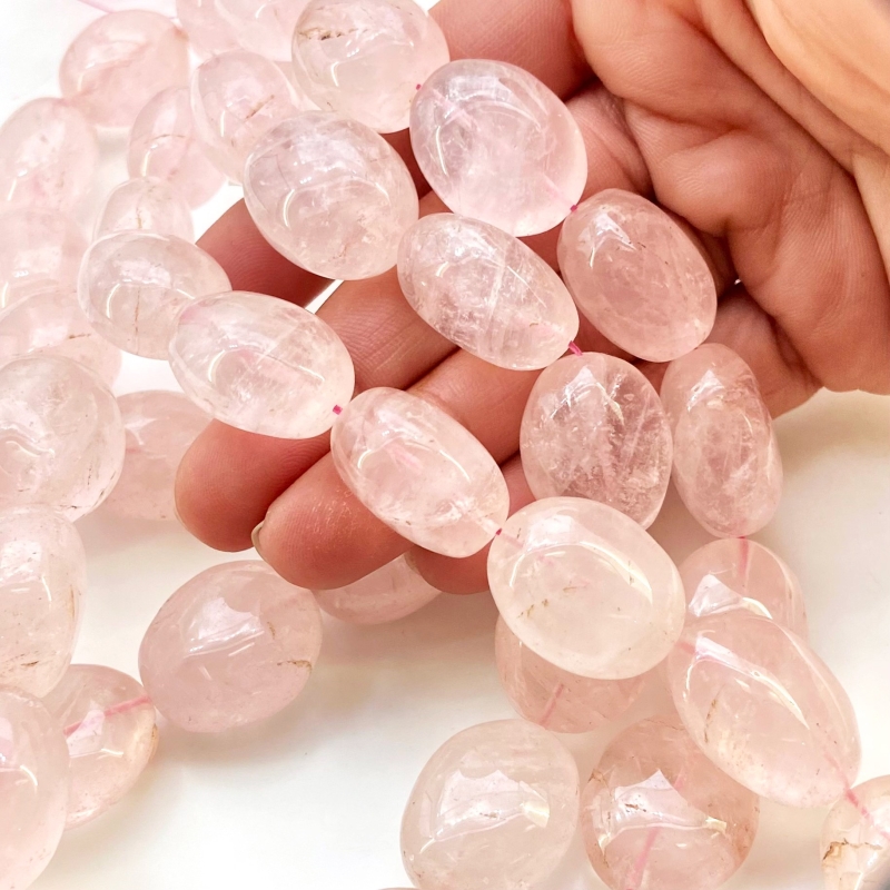 Rose Quartz 18-26mm Smooth Oval Shape A+ Grade Gemstone Beads Strand - Total 1 Strand of 16 Inch.
