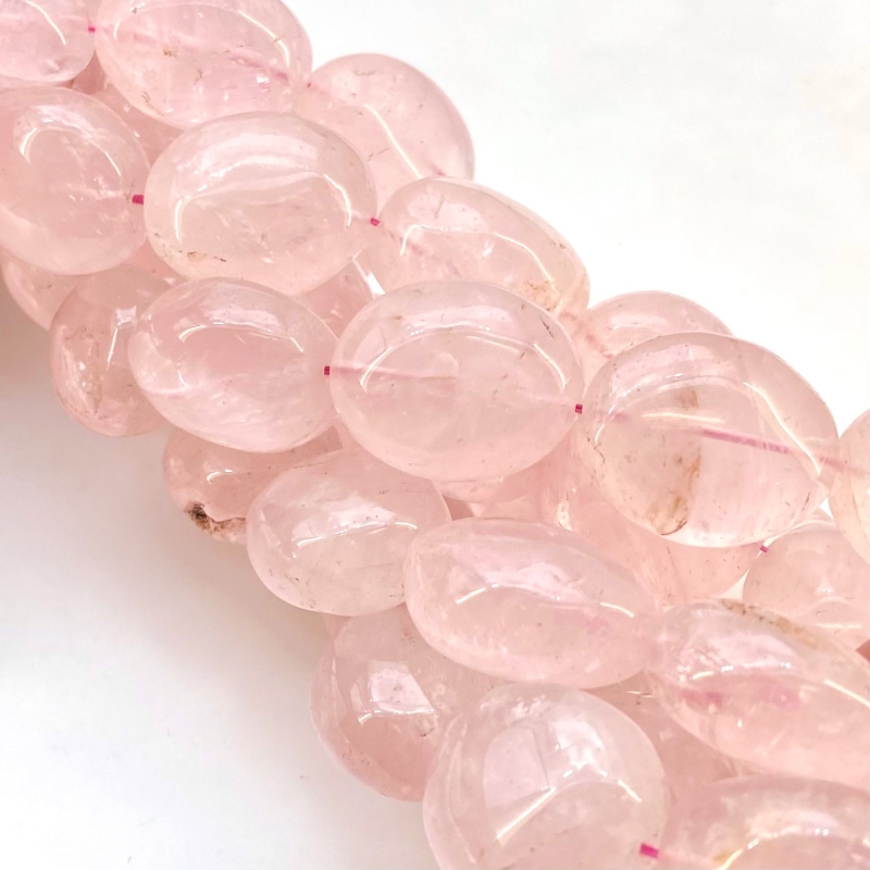 Rose Quartz 18-26mm Smooth Oval Shape A+ Grade Gemstone Beads Strand - Total 1 Strand of 16 Inch.