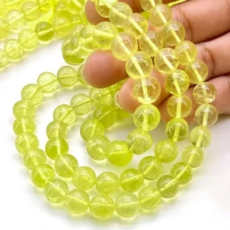Lemon Quartz 8-10mm Smooth Round Shape A Grade Gemstone Beads Lot - Total 9 Strands of 13 Inch.