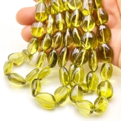 Olive Quartz 11-17mm Smooth Nugget Shape AAA Grade Gemstone Beads Strand - Total 1 Strand of 15 Inch.