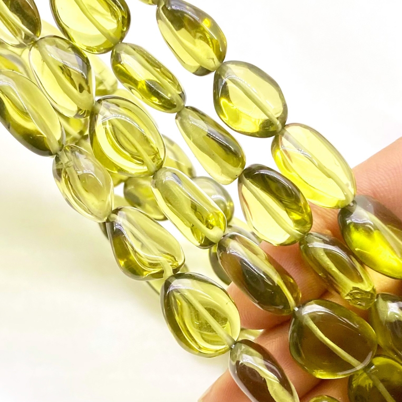 Olive Quartz 11-17mm Smooth Nugget Shape AAA Grade Gemstone Beads Strand - Total 1 Strand of 15 Inch.