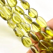 Olive Quartz 11-17mm Smooth Nugget Shape AAA Grade Gemstone Beads Strand - Total 1 Strand of 15 Inch.