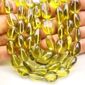 Olive Quartz 11-17mm Smooth Nugget Shape AAA Grade Gemstone Beads Strand - Total 1 Strand of 15 Inch.