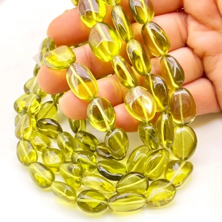 Olive Quartz 11-17mm Smooth Nugget Shape AAA Grade Gemstone Beads Strand - Total 1 Strand of 15 Inch.