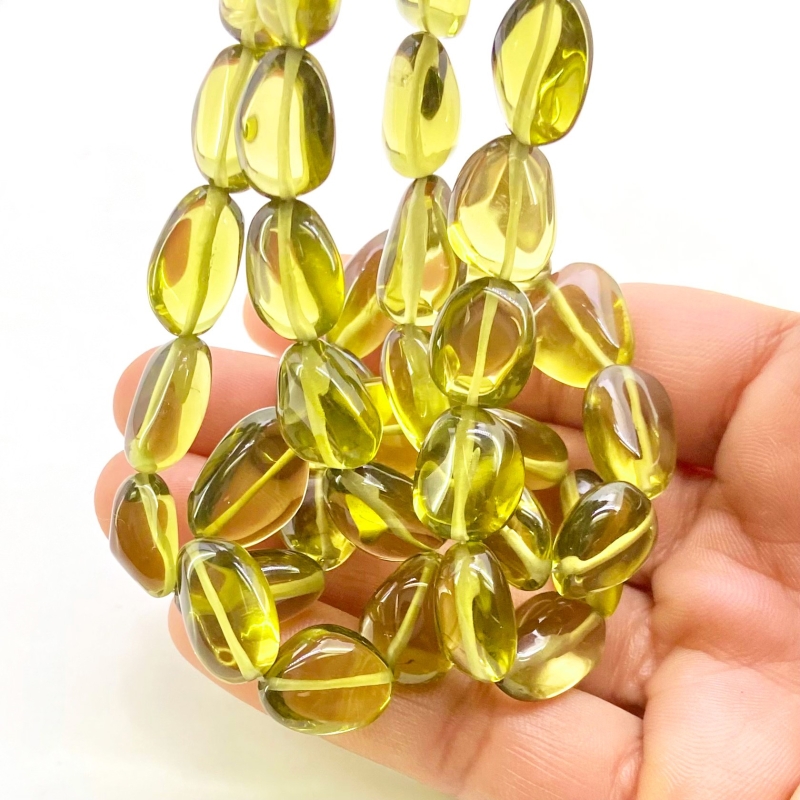 Olive Quartz 11-17mm Smooth Nugget Shape AAA Grade Gemstone Beads Strand - Total 1 Strand of 15 Inch.