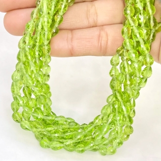 Peridot 6-7mm Briolette Drop Shape AA+ Grade Gemstone Beads Strand - Total 1 Strand of 10 Inch.