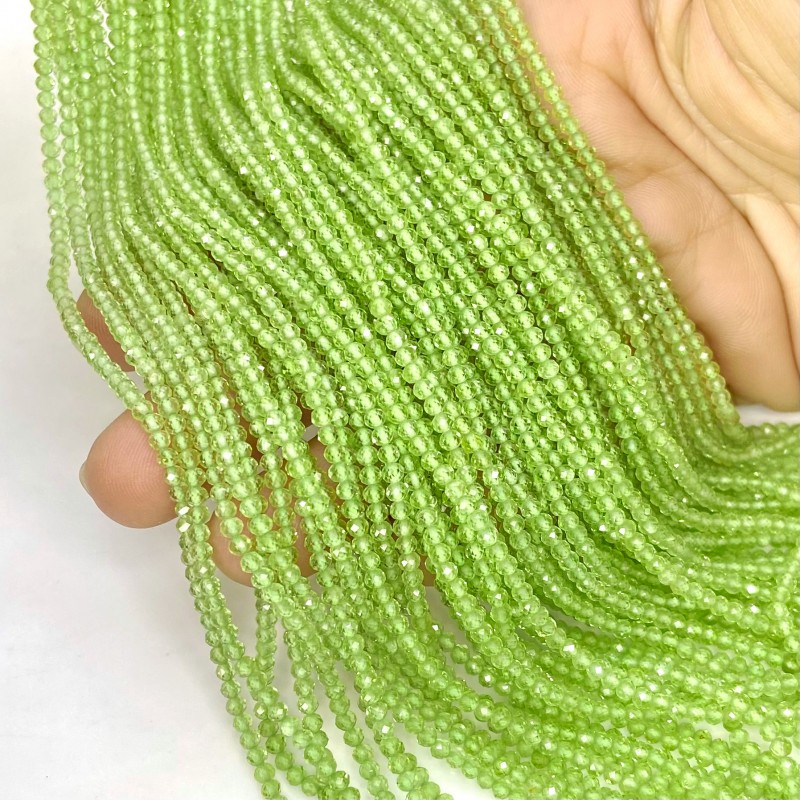 Peridot 2.5mm Faceted Rondelle Shape AAA Grade Gemstone Beads Strand - Total 1 Strand of 13 Inch.