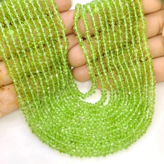 Peridot 3-4mm Faceted Rondelle Shape AA Grade Gemstone Beads Strand - Total 1 Strand of 13 Inch.
