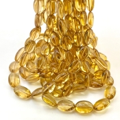 Canary Quartz 10-16mm Smooth Oval Shape AAA Grade Gemstone Beads Strand - Total 1 Strand of 16 Inch.