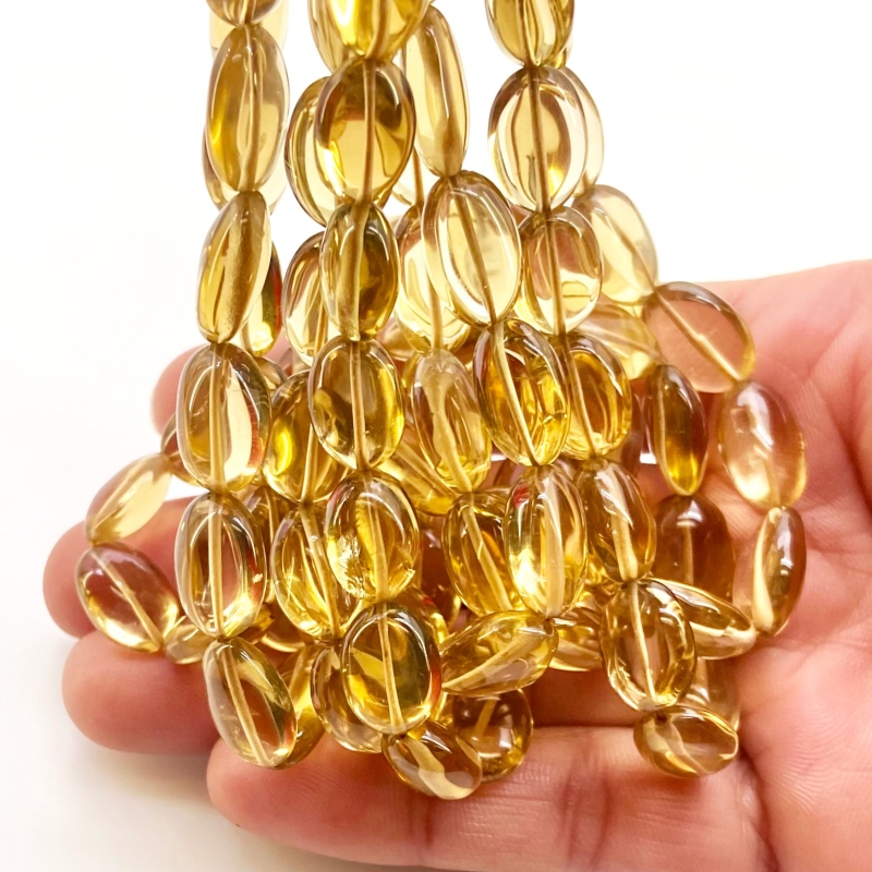Canary Quartz 10-16mm Smooth Oval Shape AAA Grade Gemstone Beads Strand - Total 1 Strand of 16 Inch.