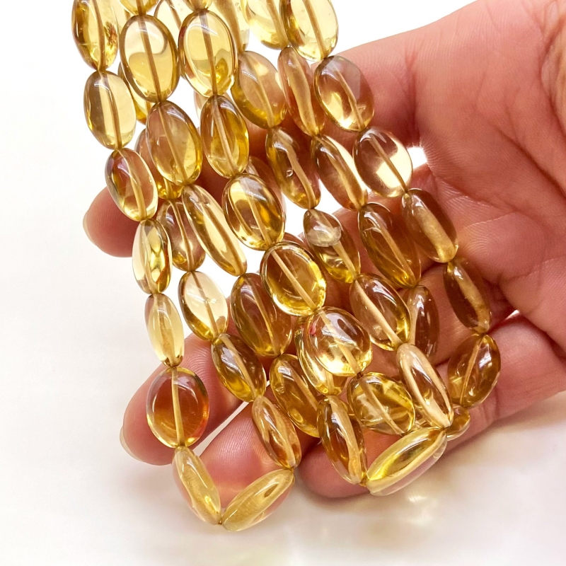 Canary Quartz 10-16mm Smooth Oval Shape AAA Grade Gemstone Beads Strand - Total 1 Strand of 16 Inch.