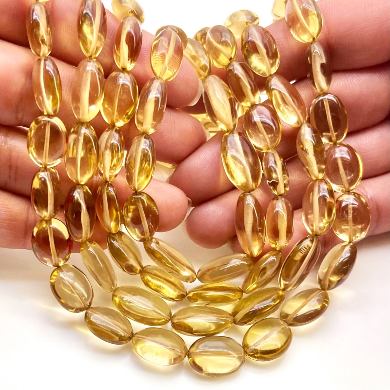 Canary Quartz 10-16mm Smooth Oval Shape AAA Grade Gemstone Beads Strand - Total 1 Strand of 16 Inch.
