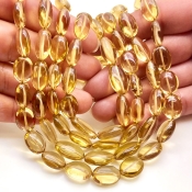 Canary Quartz 10-16mm Smooth Oval Shape AAA Grade Gemstone Beads Strand - Total 1 Strand of 16 Inch.