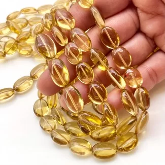 Canary Quartz 10-16mm Smooth Oval Shape AAA Grade Gemstone Beads Strand - Total 1 Strand of 16 Inch.