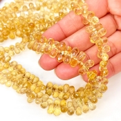 Beer Quartz 8-10mm Briolette Drop Shape AAA Grade Gemstone Beads Strand - Total 1 Strand of 9 Inch.