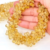 Beer Quartz 8-10mm Briolette Drop Shape AAA Grade Gemstone Beads Strand - Total 1 Strand of 9 Inch.