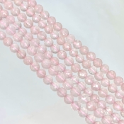 Rose Quartz 4-5mm Faceted Round Shape AA+ Grade Gemstone Beads Strand - Total 1 Strand of 14 Inch.
