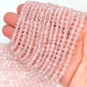 Rose Quartz 4-5mm Faceted Round Shape AA+ Grade Gemstone Beads Strand - Total 1 Strand of 14 Inch.